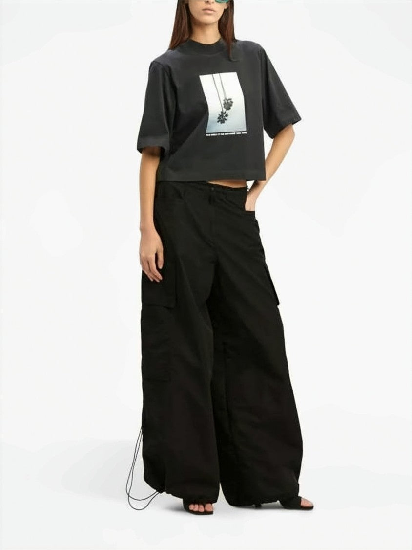 Palm Angels Cropped Short-Sleeve T-Shirt With Upside-Down Palm Tree Graphic