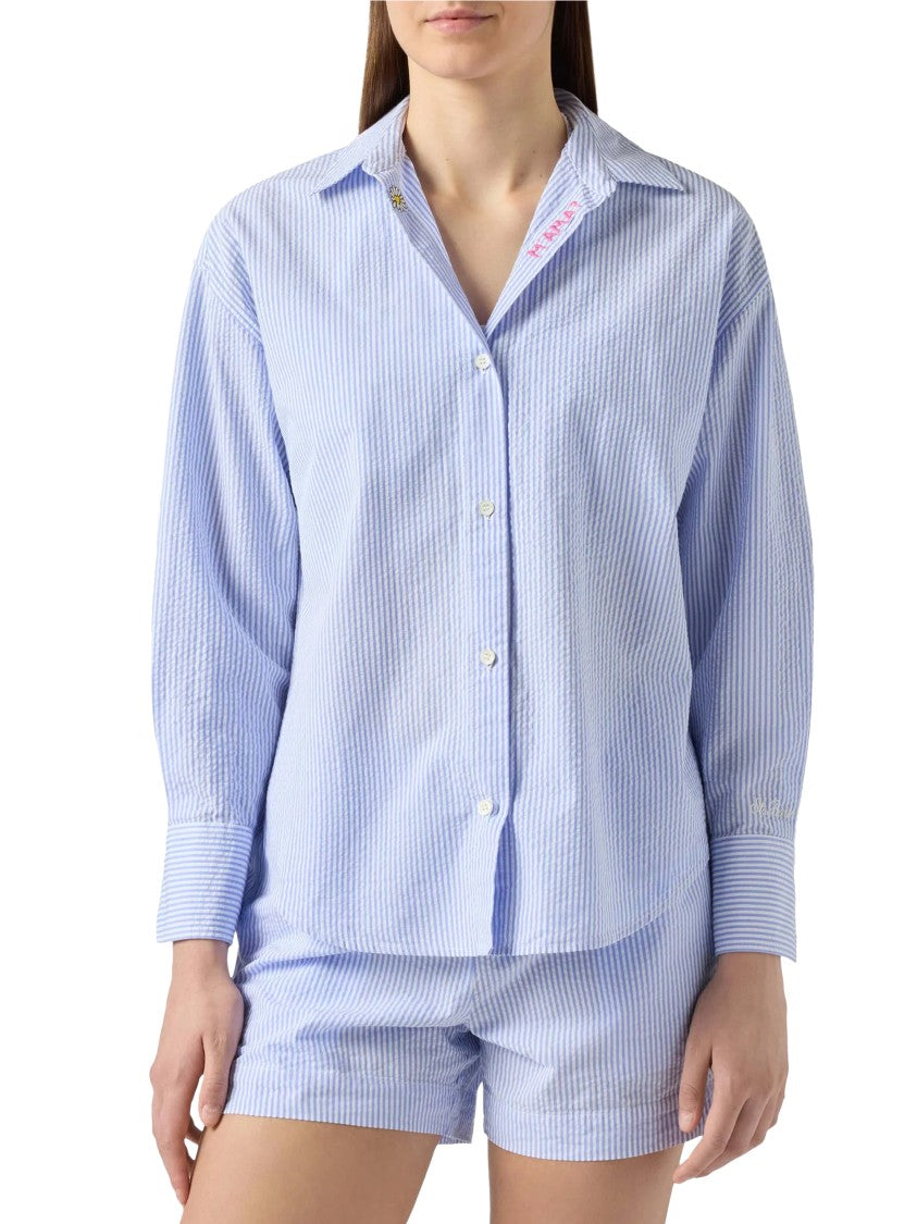 Mc2 Saint Barth Relaxed Fit Seersucker Stripe Shirt