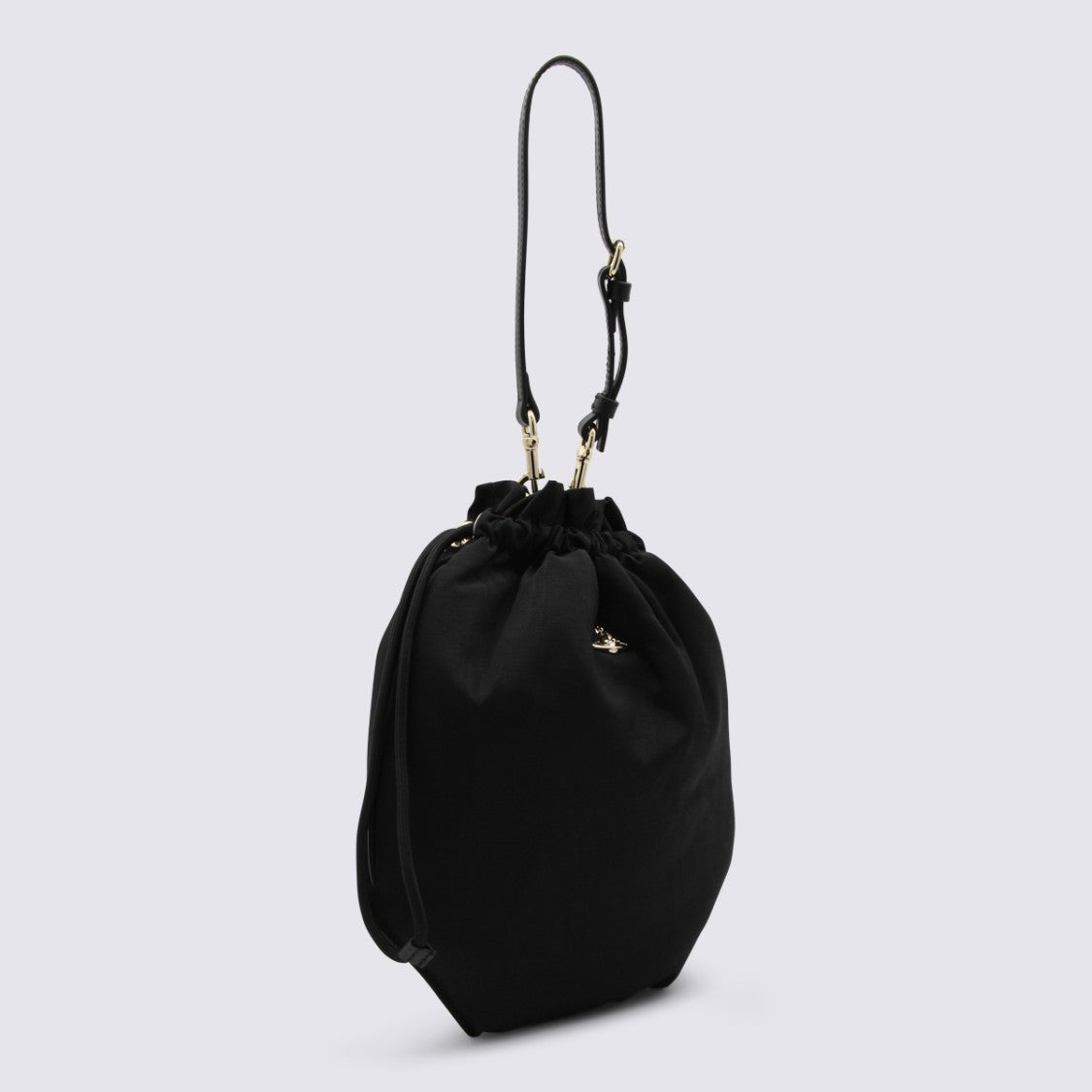 Vivienne Westwood Minimalist Black Drawstring Bag With Adjustable Strap