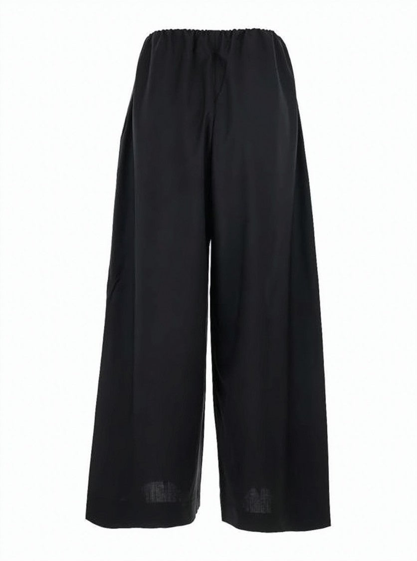 Totême Wide-Leg Black Wool Pants With Cropped Design