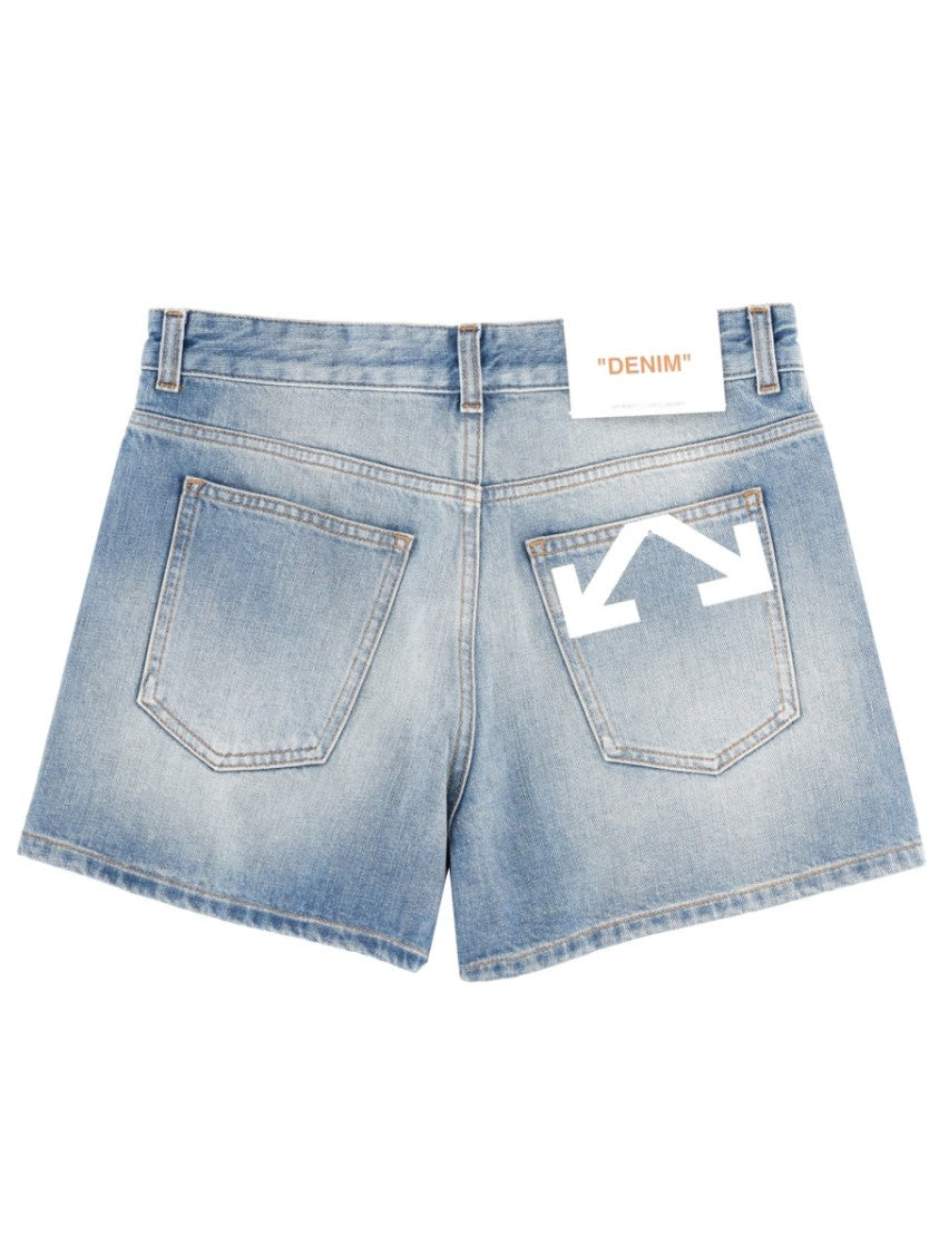 Off-White Doll Light Blue Arrow Graphic Denim Shorts