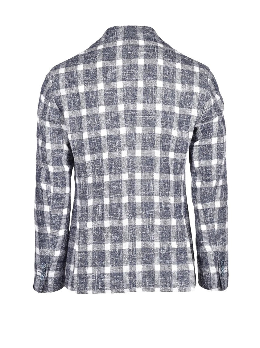 Luigi Bianchi Blazer Jacket Cotton Acrylic Linen - White/Blue