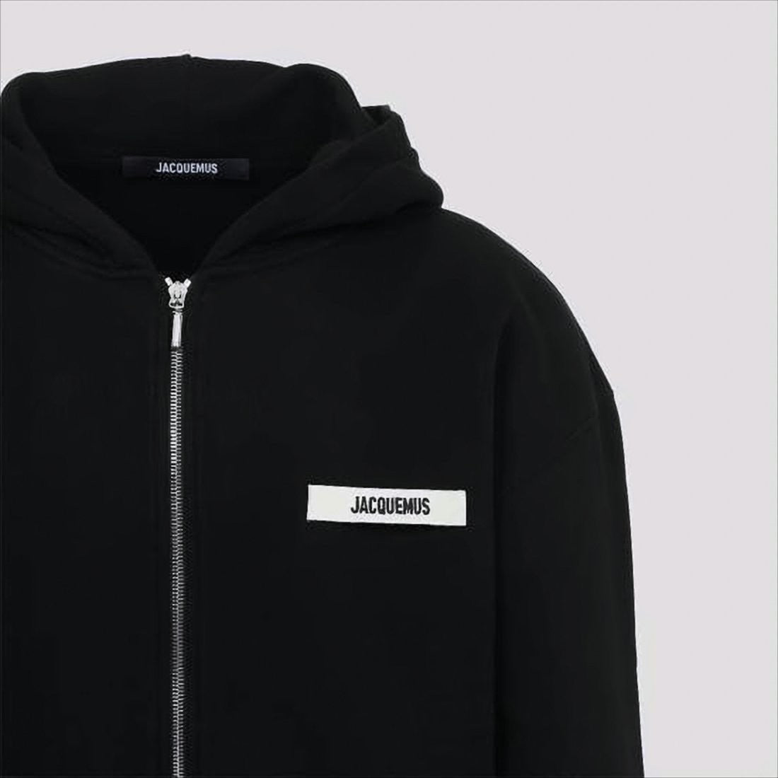 Jacquemus Black Zip-Up Hoodie With Minimalist Design