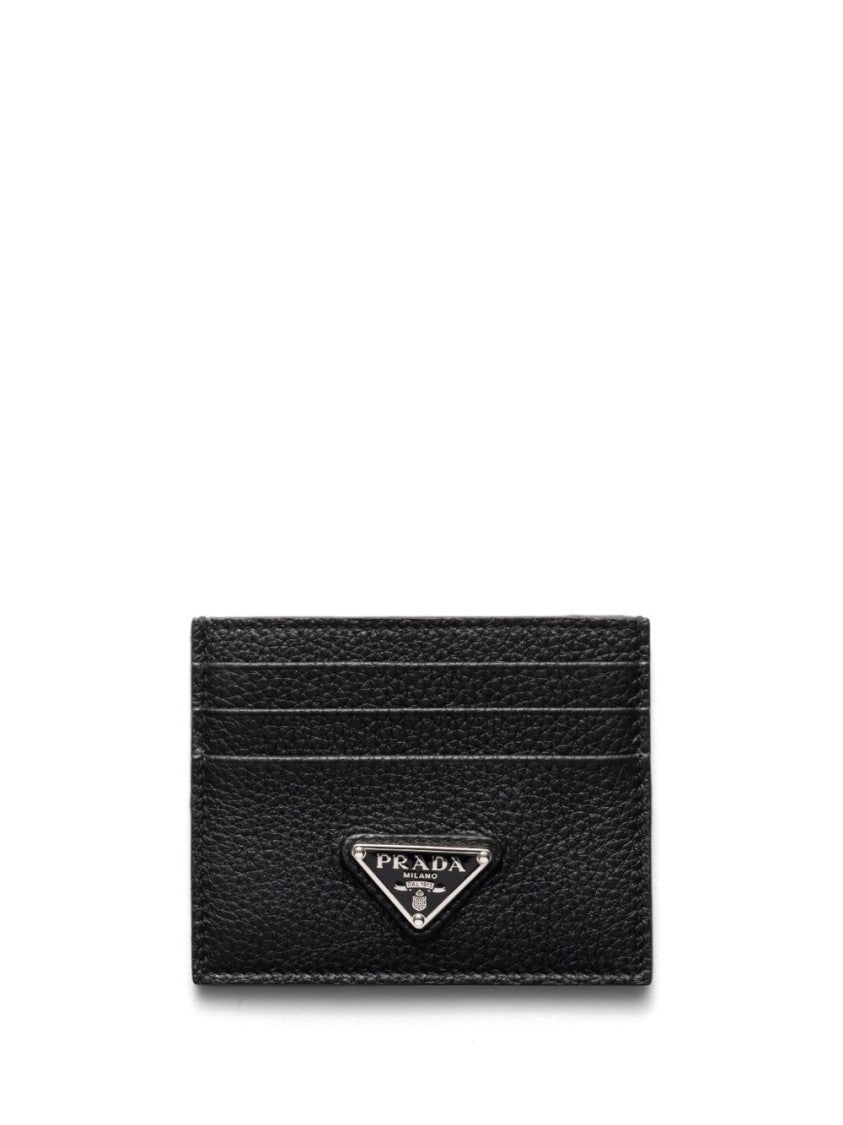 Prada Textured Black Leather Wallet With Multiple Card Slots
