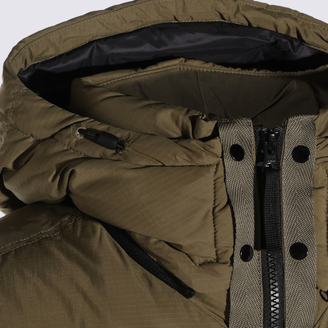 Stone Island Padded Brown Jacket With Quilted Design And High Collar