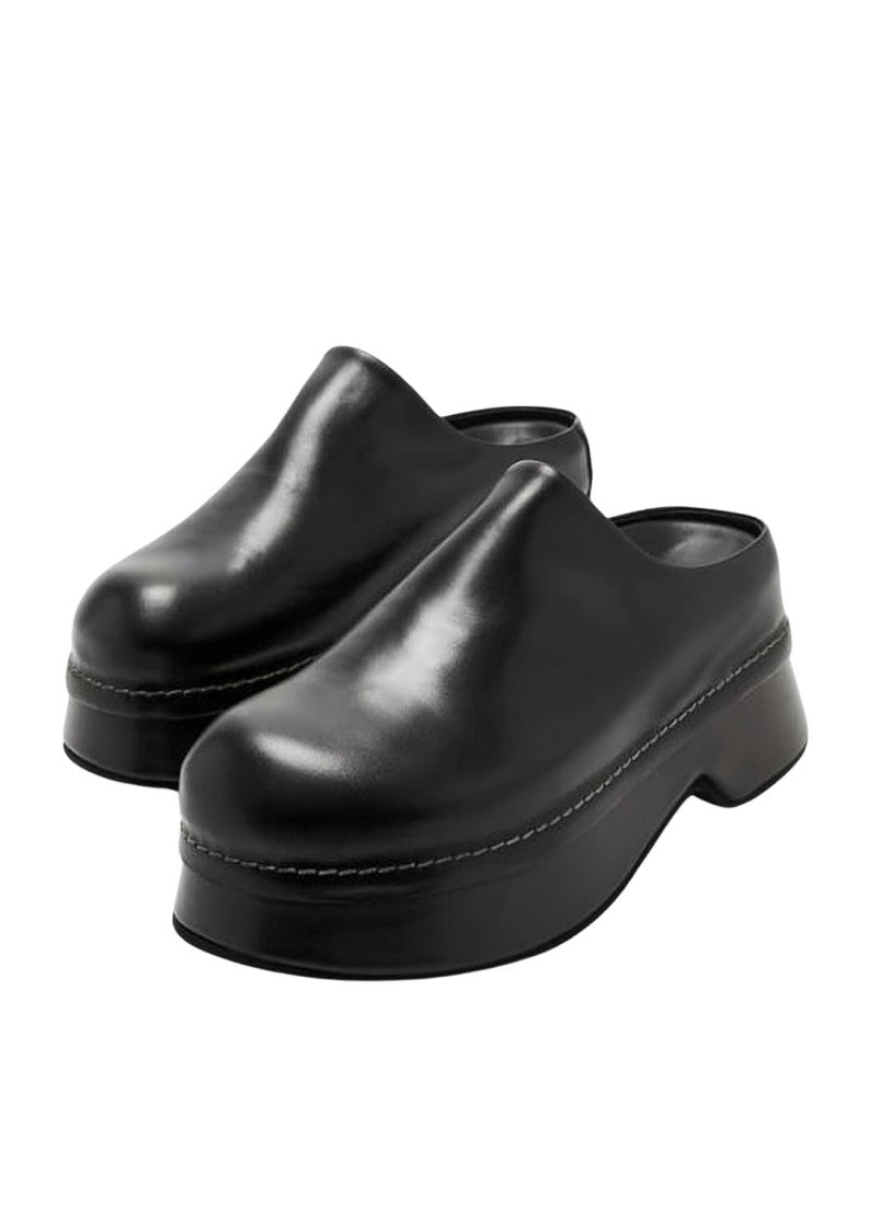 Alexander Mcqueen Minimalist Black Calf Leather Mules