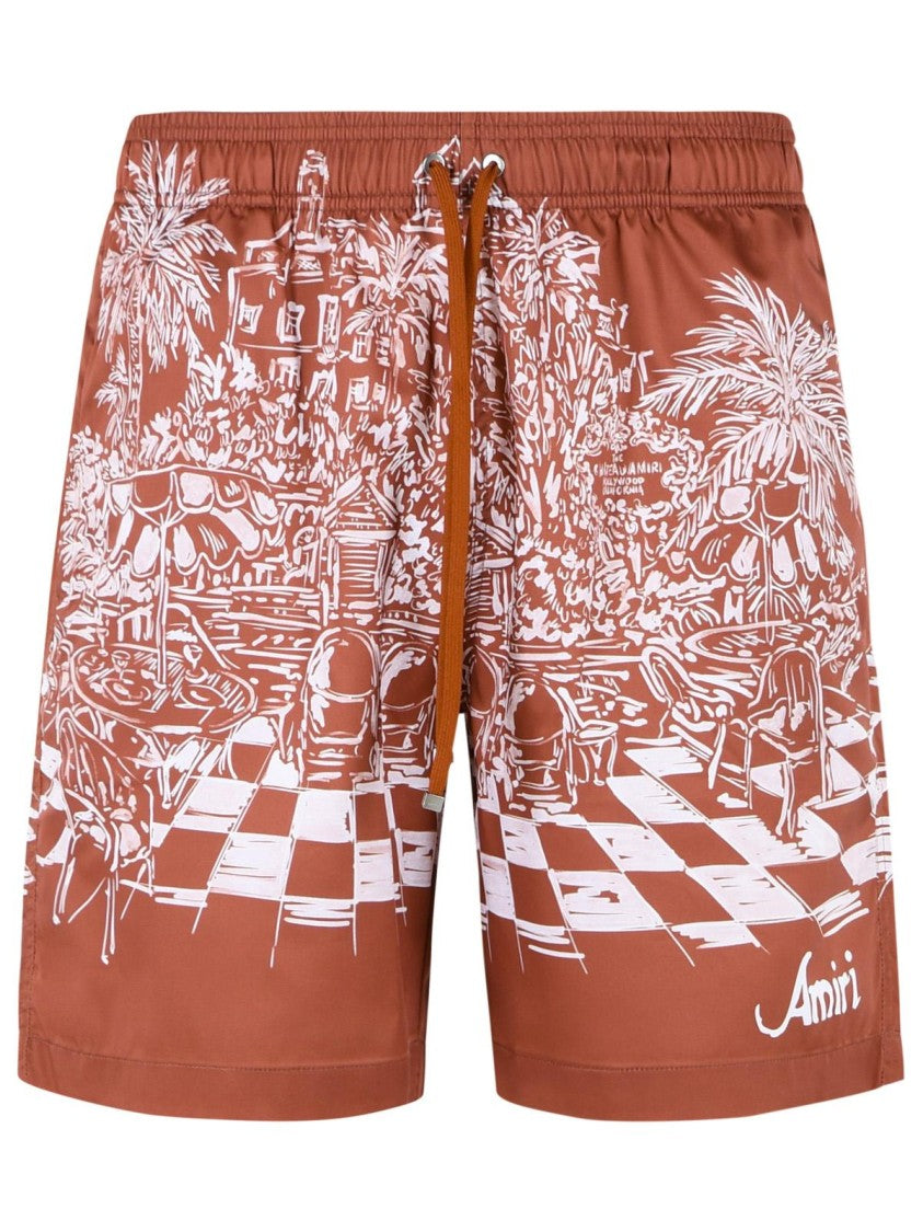 Amiri Terracotta Polyester Swimsuit