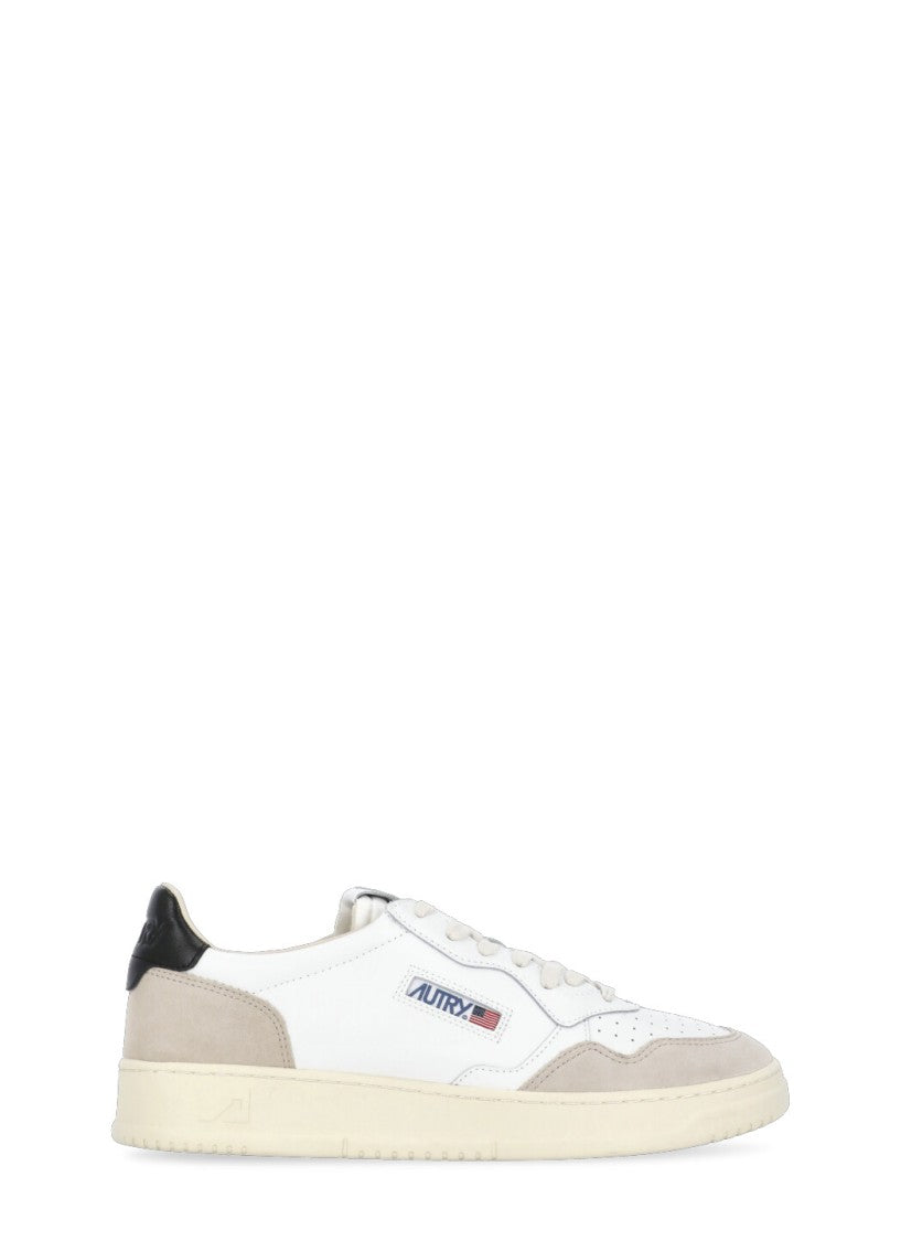 Autry White Medalist Low Suede-Blend Sneakers