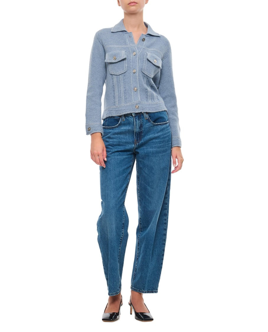 Barrie Fitted Knit Jacket With Classic Collar