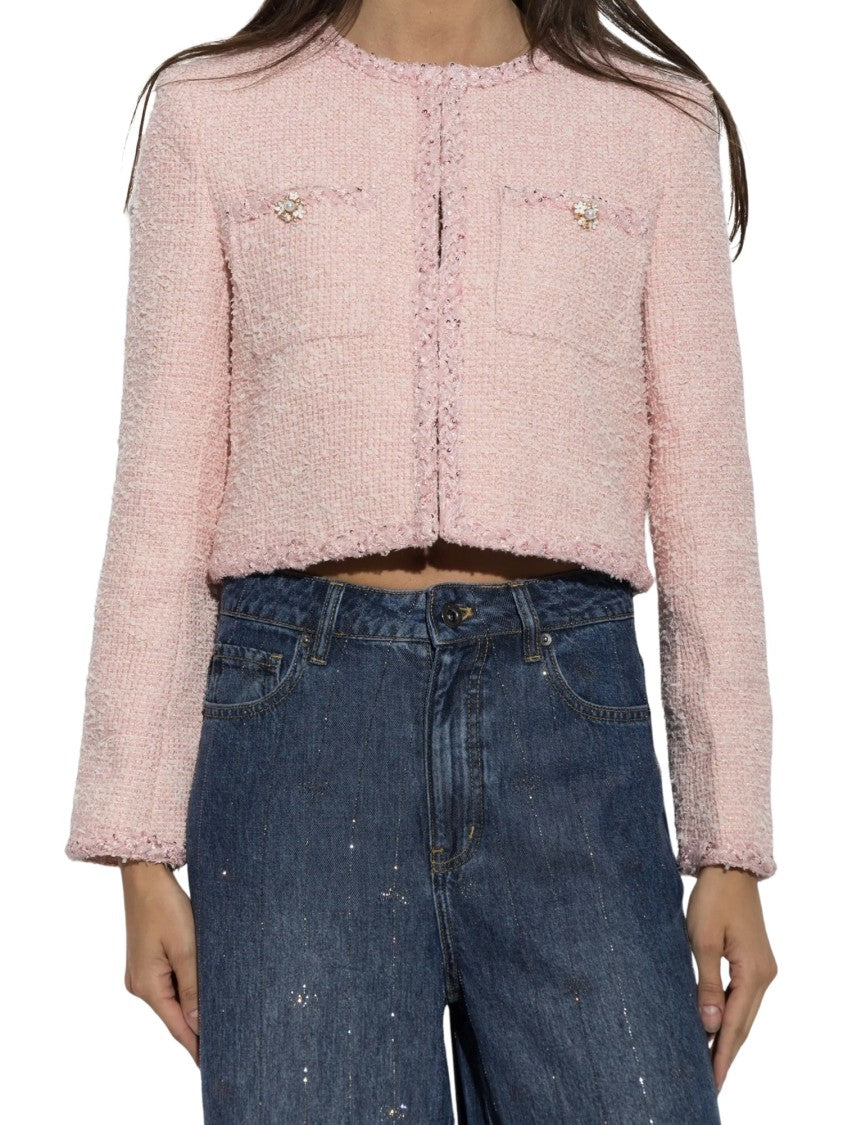 Self-Portrait Pink Cropped Structured Jacket