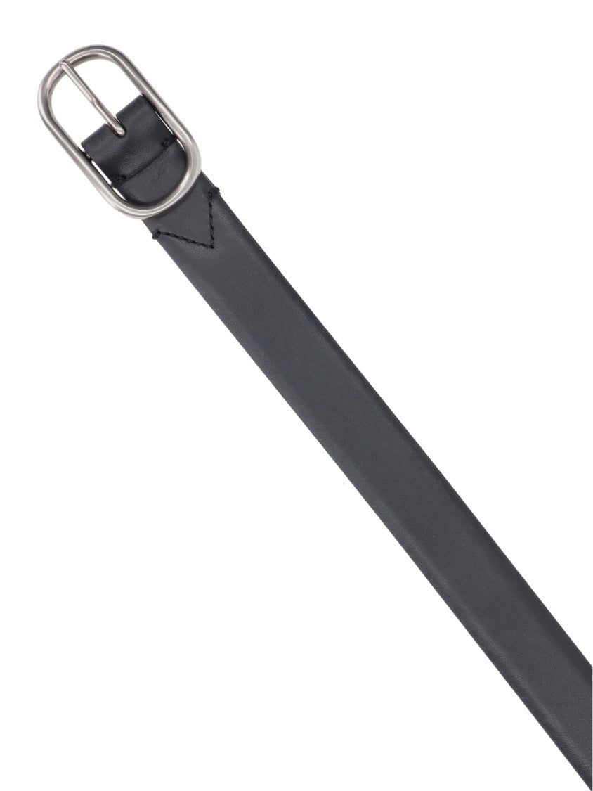 J&M Davidson Black Oval Buckle Leather Belt