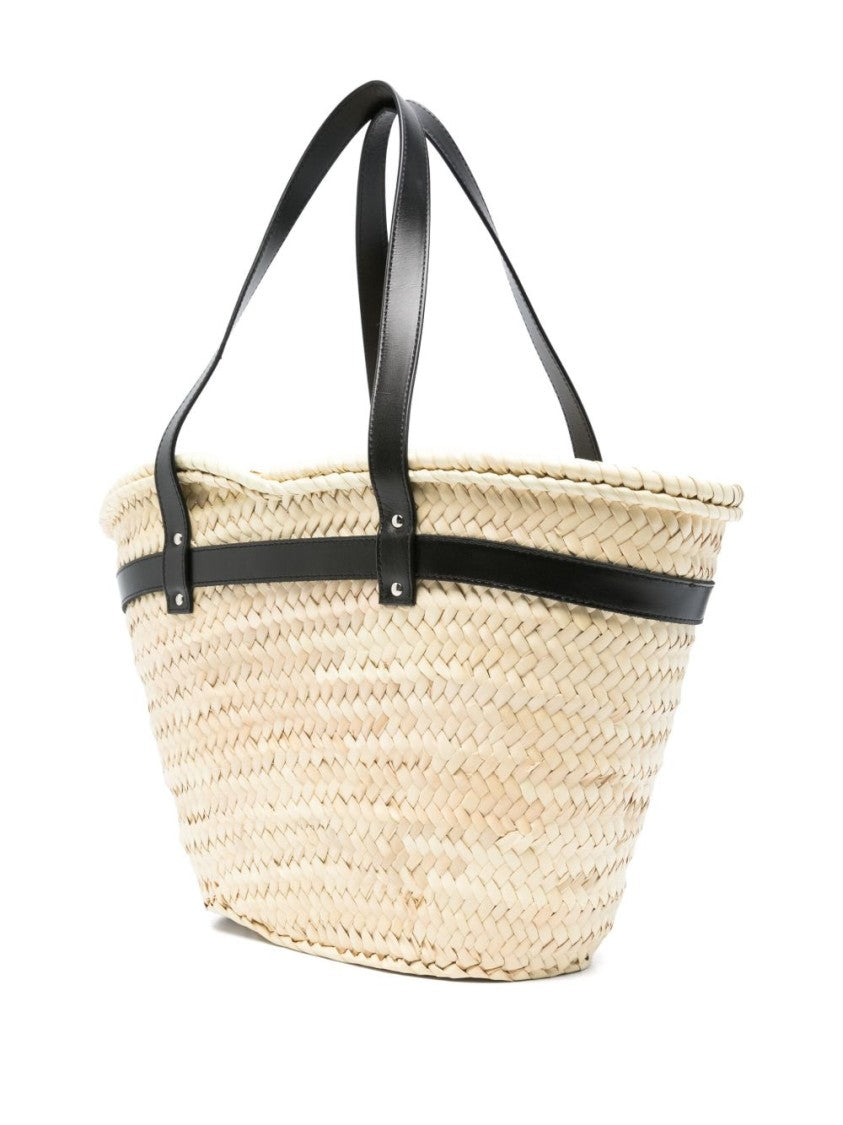 Coperni Beige Woven Basket Leather Handle Bag
