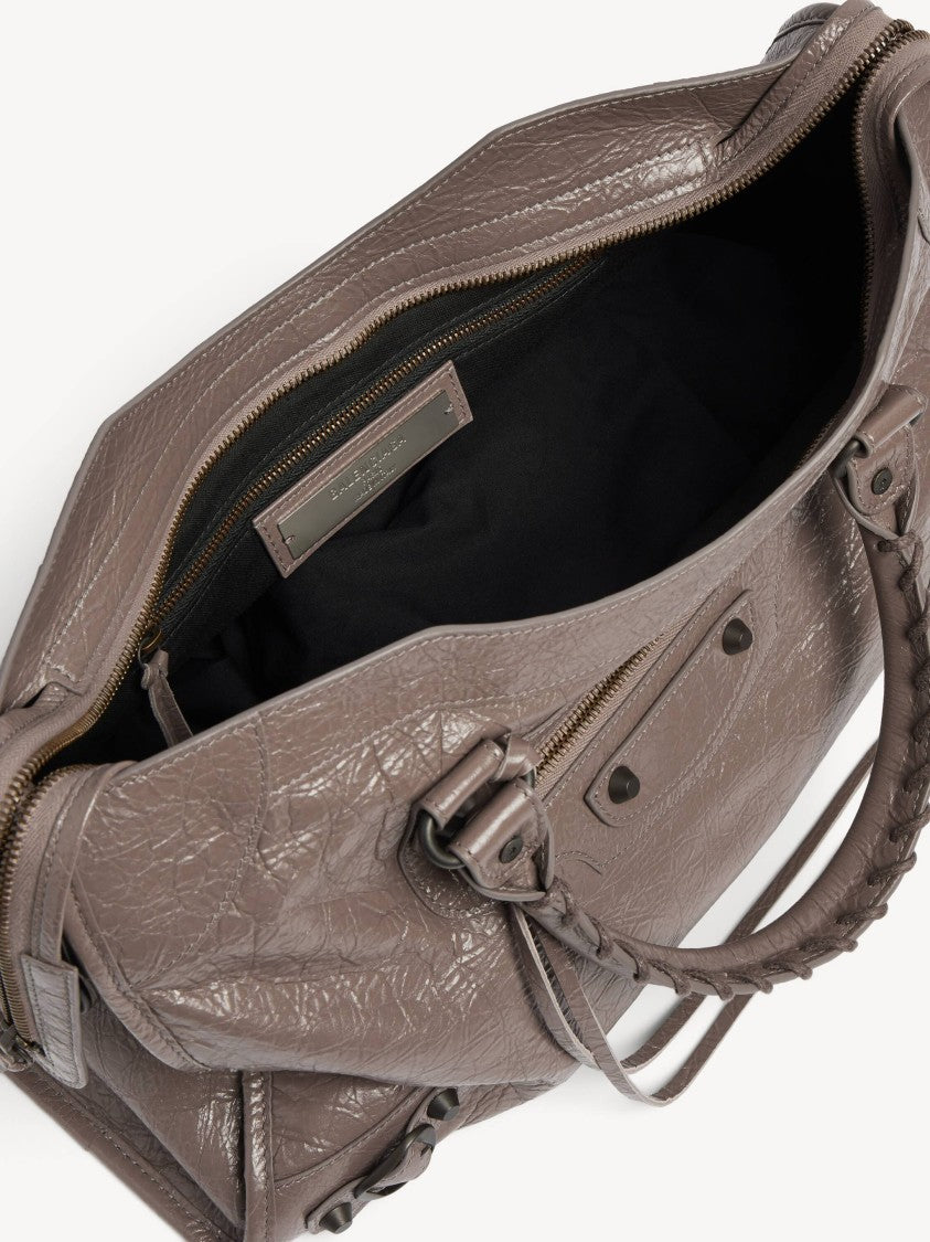 Balenciaga Medium Textured Leather Shoulder Bag With Braided Handles