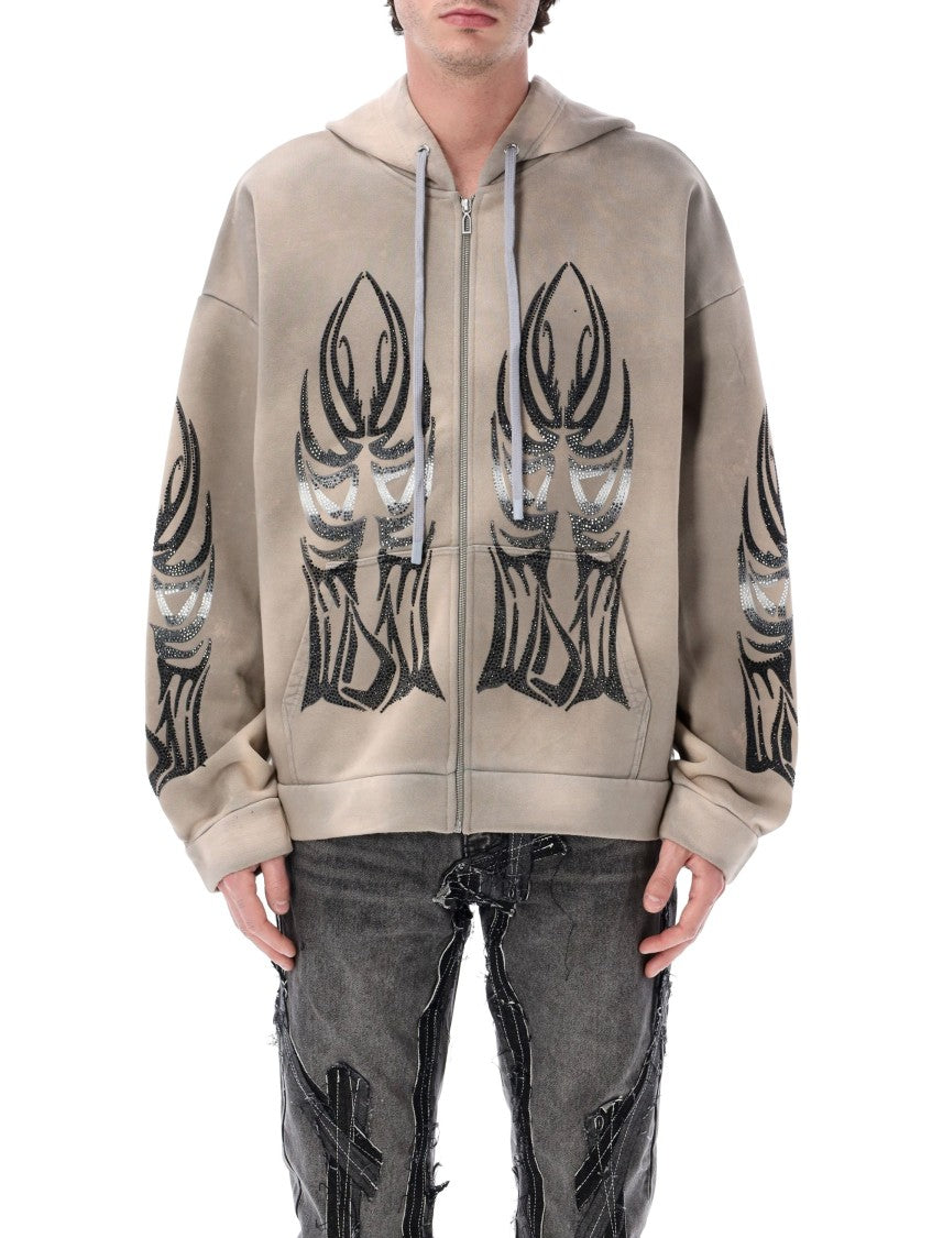 Who Decides War Winged Abstract Graphic Zip Up Hoodie