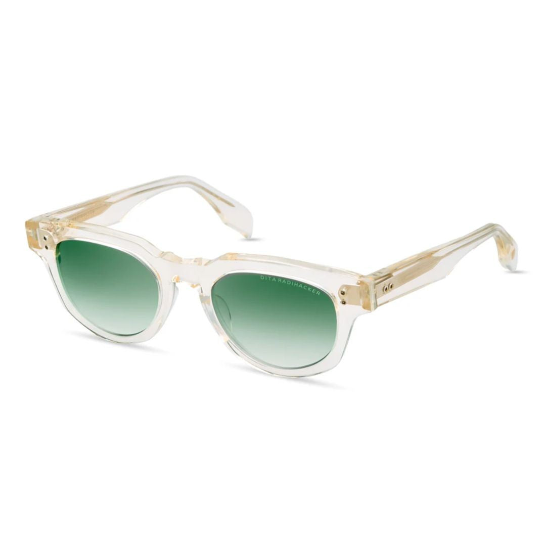 Dita Radihacker Round Gradient Green Tint Sunglasses With Transparent Frame