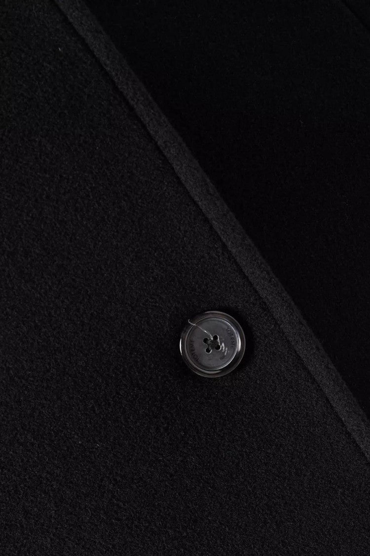 Totême Elegant Black Wool Blend Double-Breasted Shield Coat