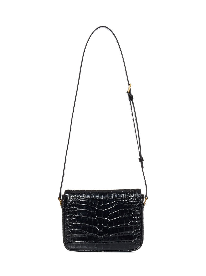 Tom Ford Black Crocodile-Print Leather  Small Shoulder Bag