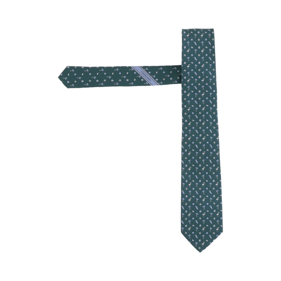 Salvatore Ferragamo Green Tropical Patterned Silk Tie