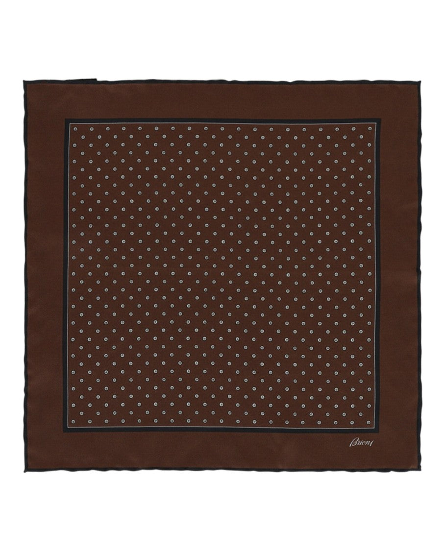 Brioni Polka Dot Print Silk Pocket Square