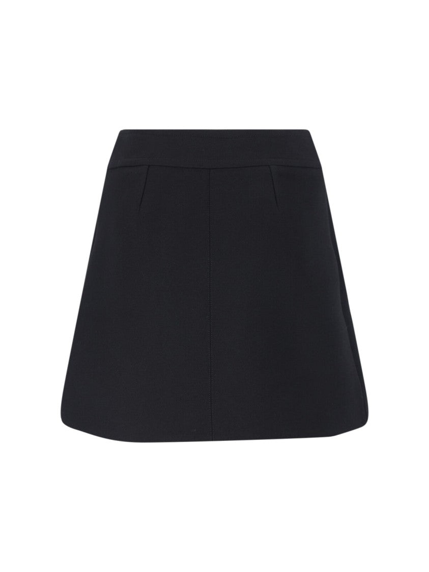 Céline High-Waisted Black Flared Mini Skirt With Flared Hem