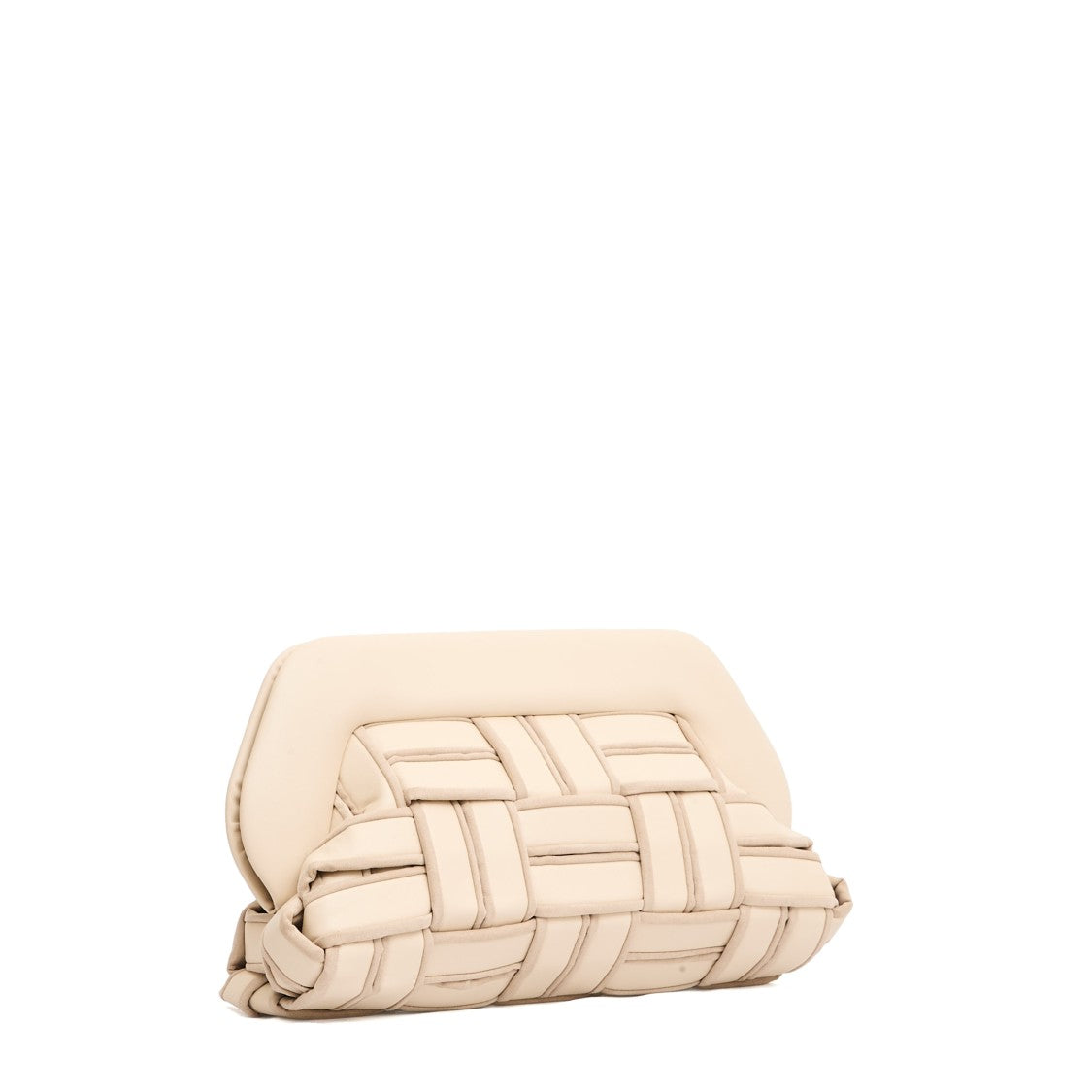 Themoirè Clutch Vegan Leather Intreccio Beige Con Profili