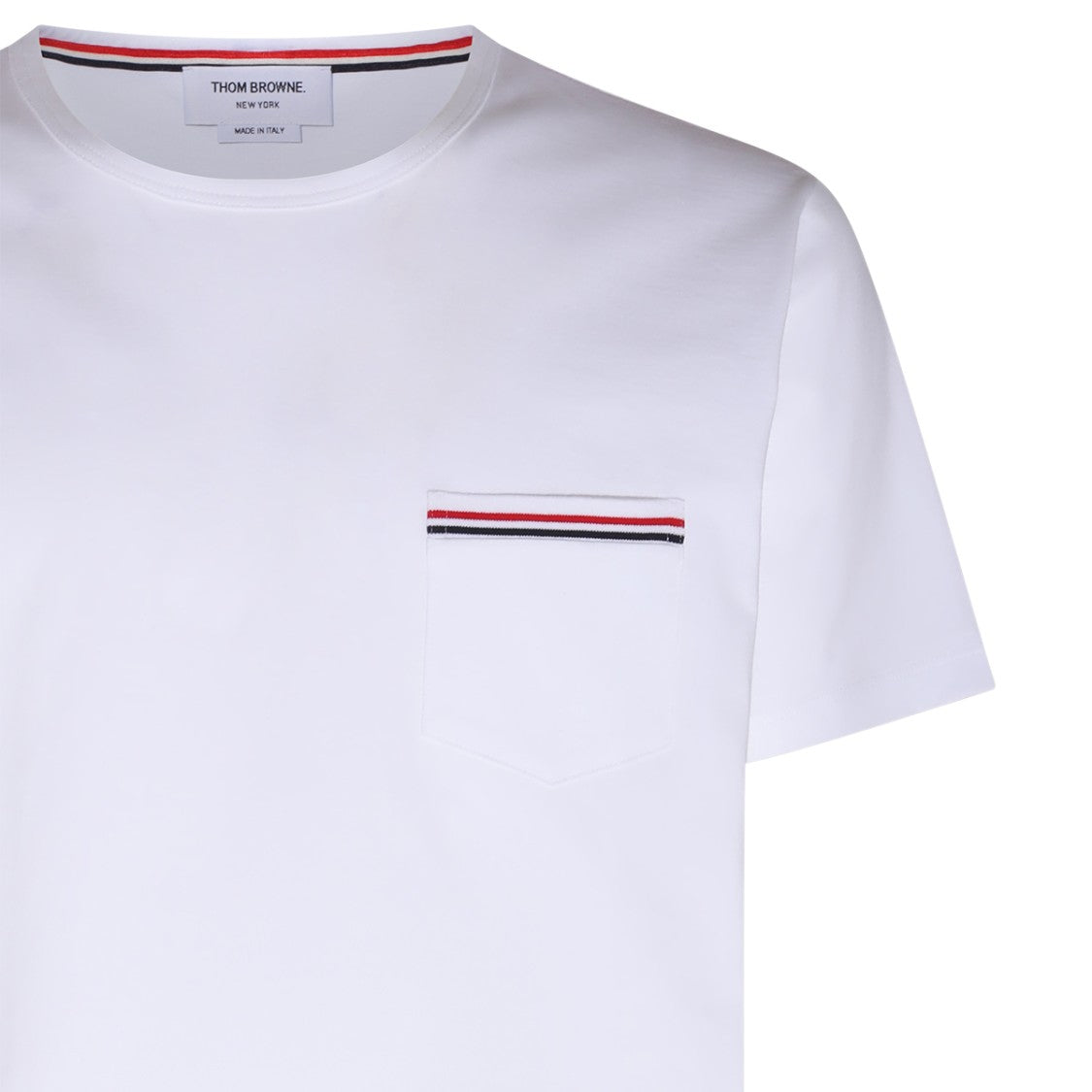 Thom Browne Cotton T-Shirt With Rwb Pocket Trim