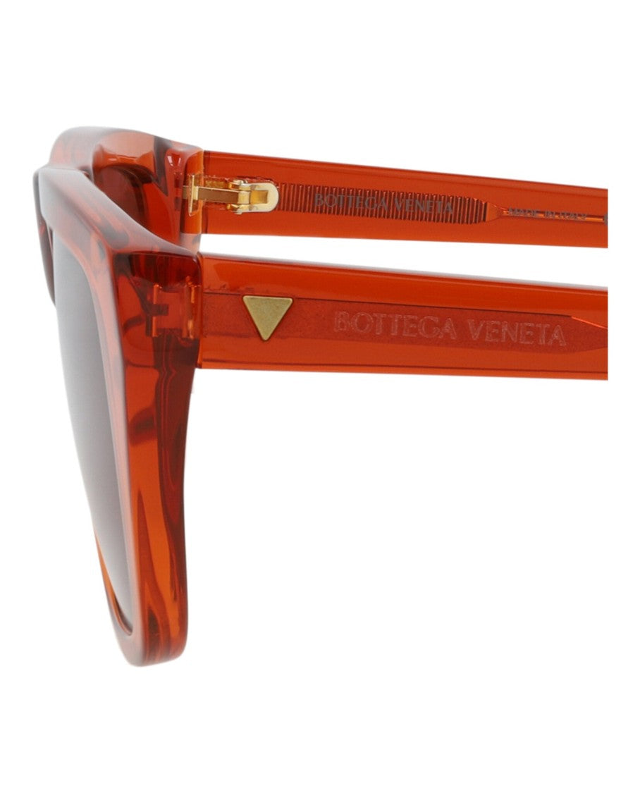 Bottega Veneta Square-Frame Sunglasses In Translucent Orange Recycled Acetate