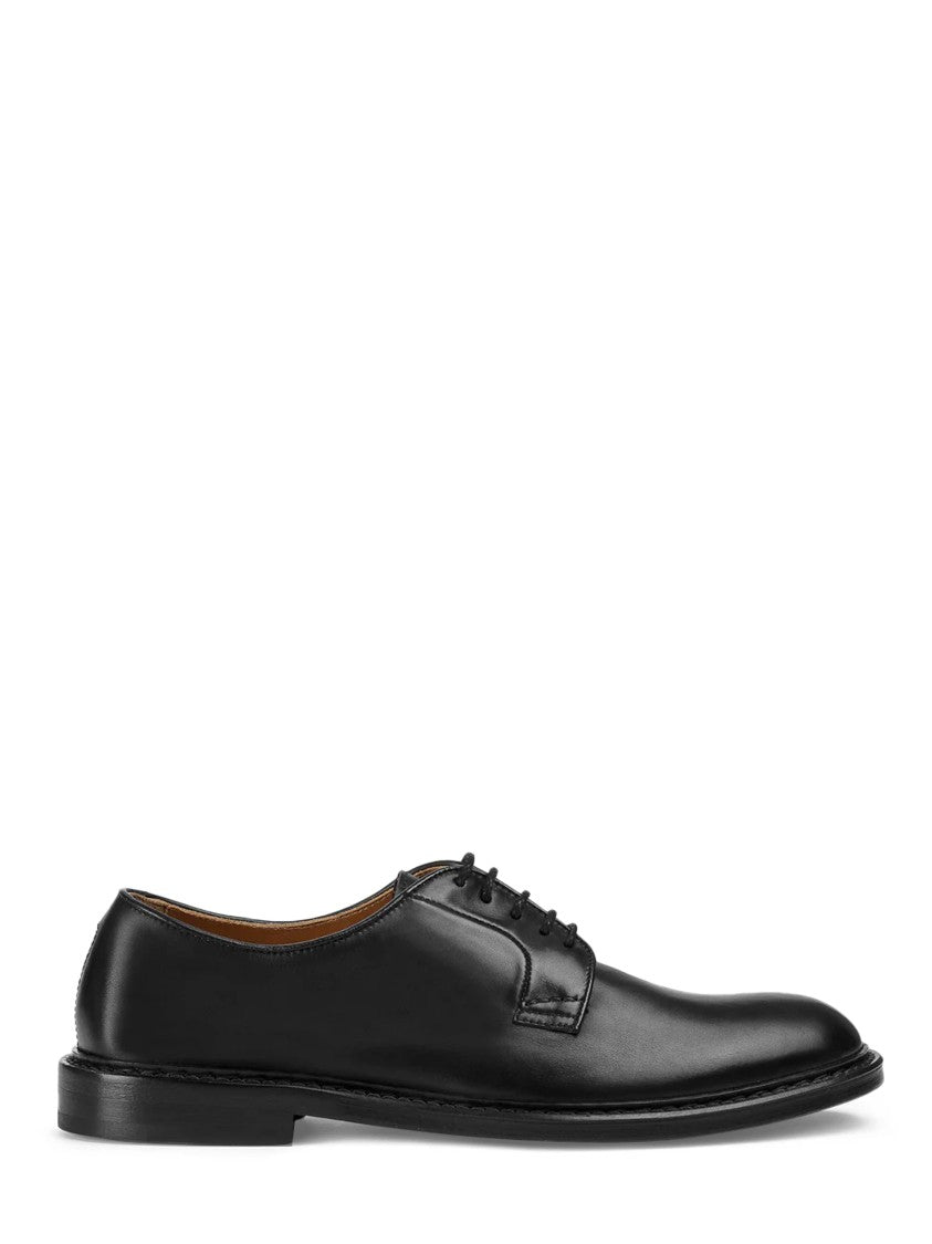 Doucal's Polished Calf Leather Derby Shoes With Lace-Up Design