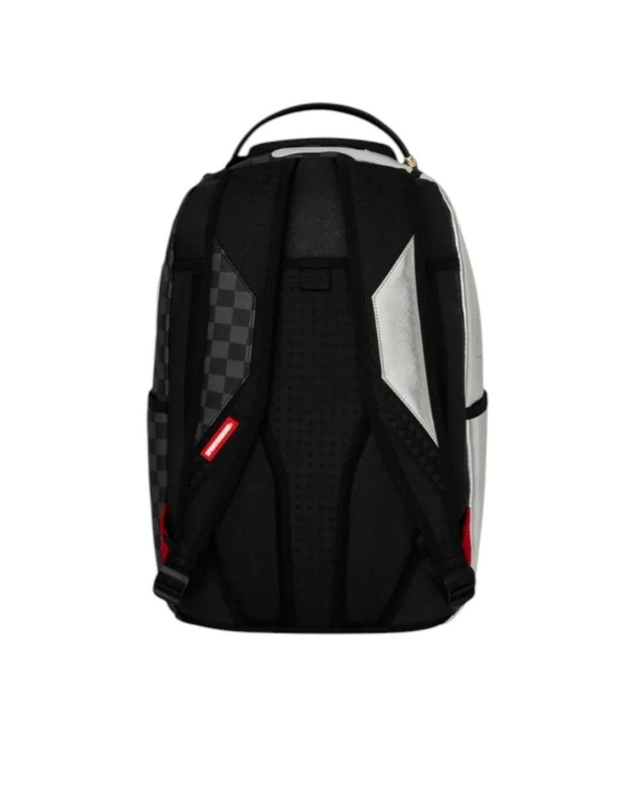 Sprayground Silver Drip Backpack With Ergonomic Design And Gold Hardware