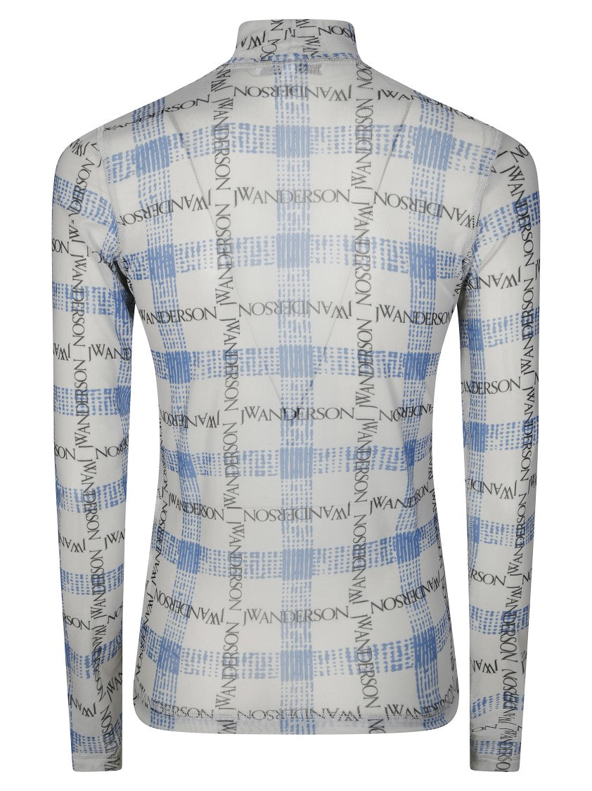 J. W. Anderson Checkered Turtleneck Top With High Collar