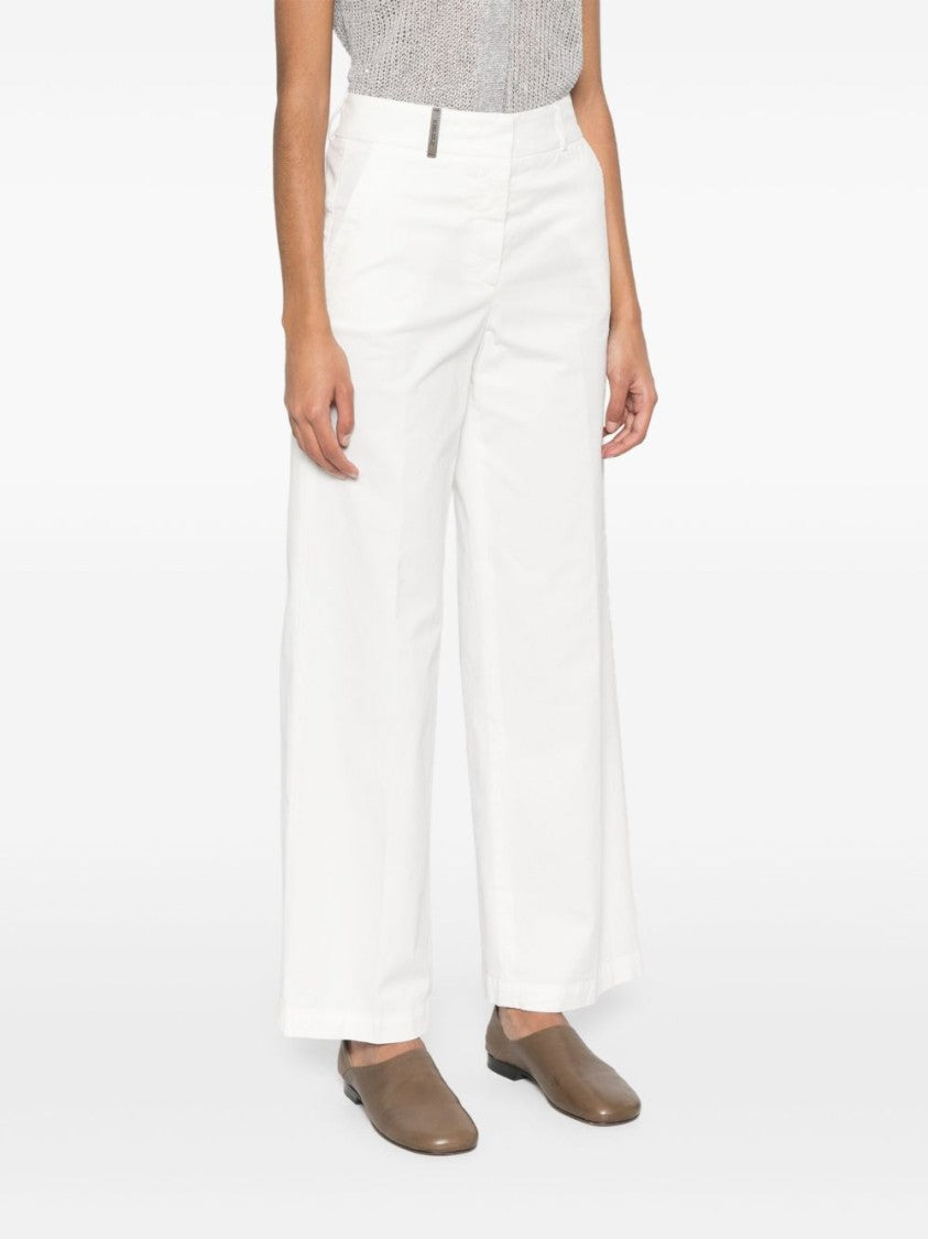 Peserico Wide-Leg White Trousers With Hidden Closure
