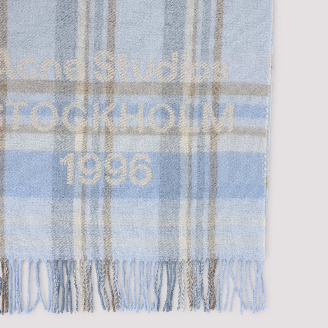 Acne Studios Rectangular Plaid Scarf With Fringed Edges