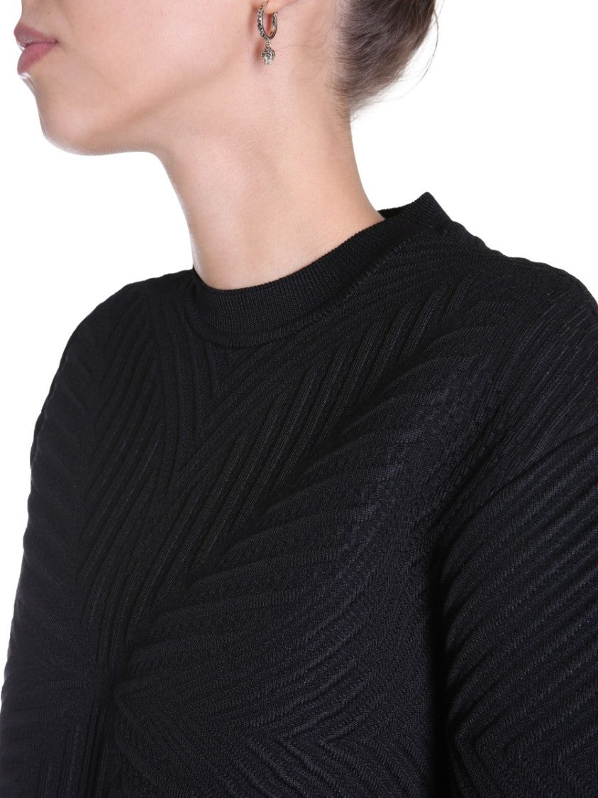 Alexander Mcqueen Textured Black Crew Neck Sweater