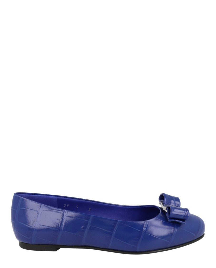 Ferragamo Varina Croc Ballet Flats