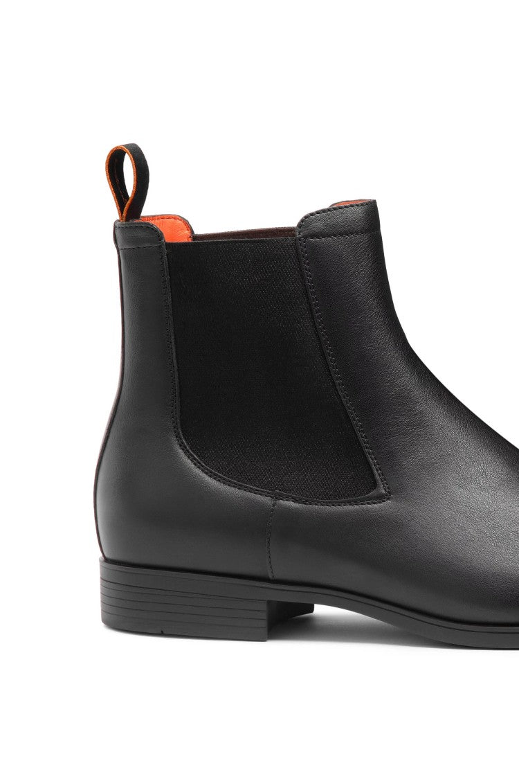 Santoni Black Leather Chelsea Ankle Boots