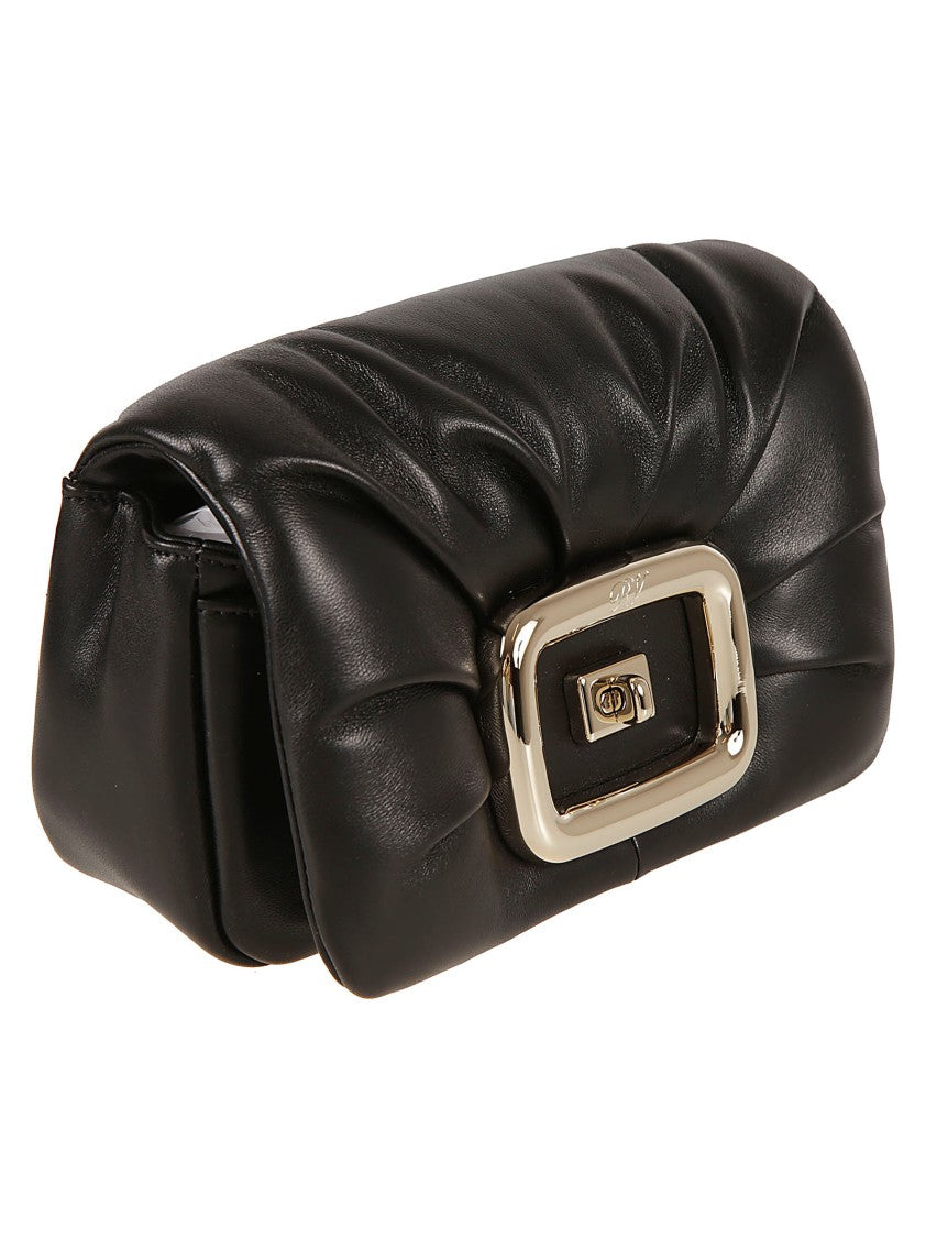 Roger Vivier Lambskin Pleated Handbag With Metallic Clasp