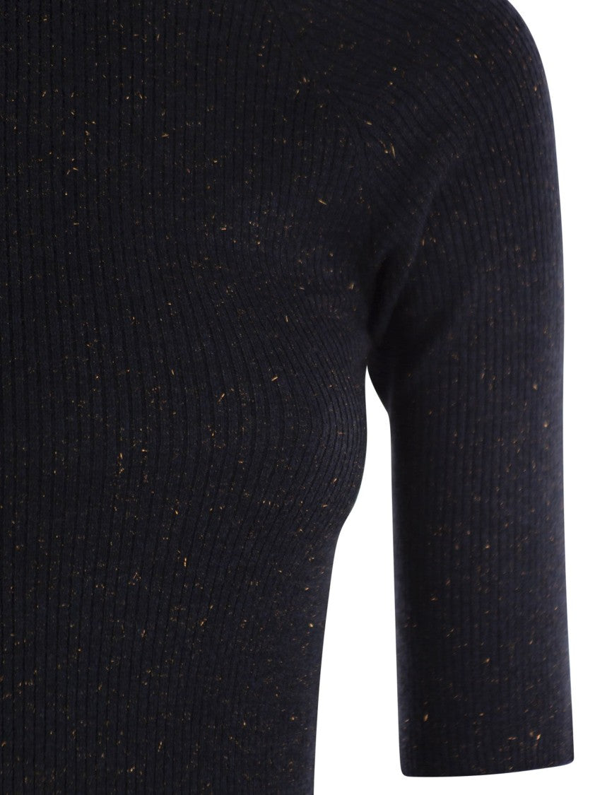 Brunello Cucinelli Sparkling Ribbed Cashmere Sweater