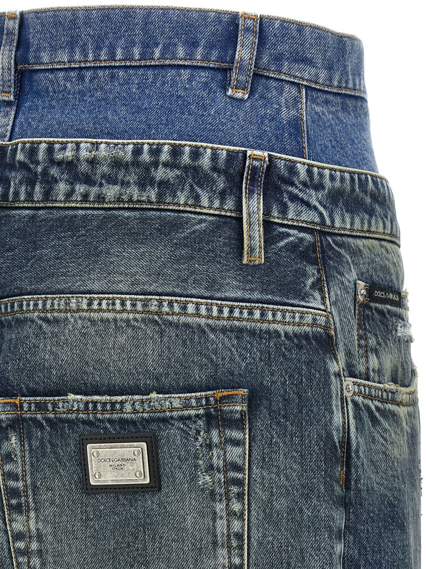 Dolce & Gabbana Wide Leg Stonewashed Denim Jeans