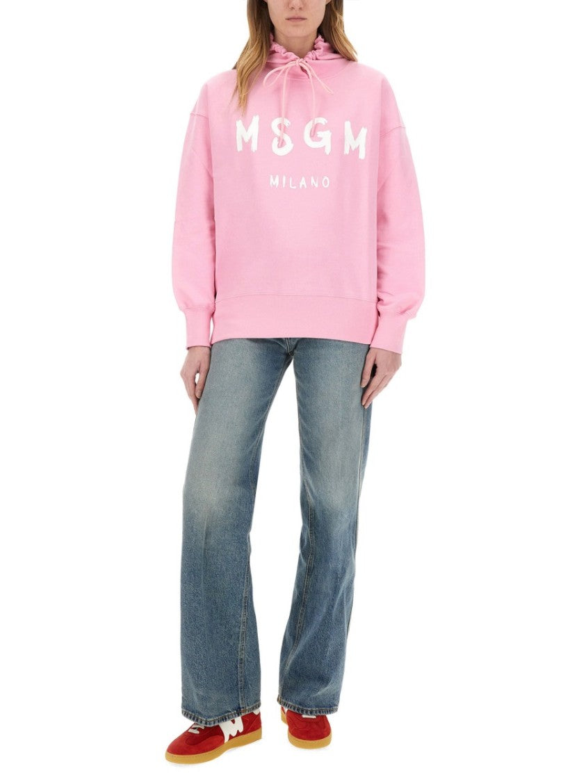 Msgm Relaxed Fit Pink Sweatshirt