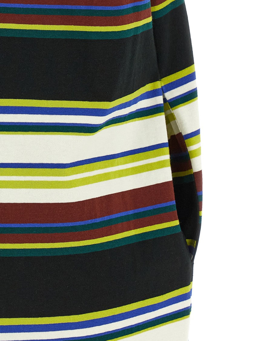 Sacai Horizontal Stripe Mini Dress With Organza Inserts