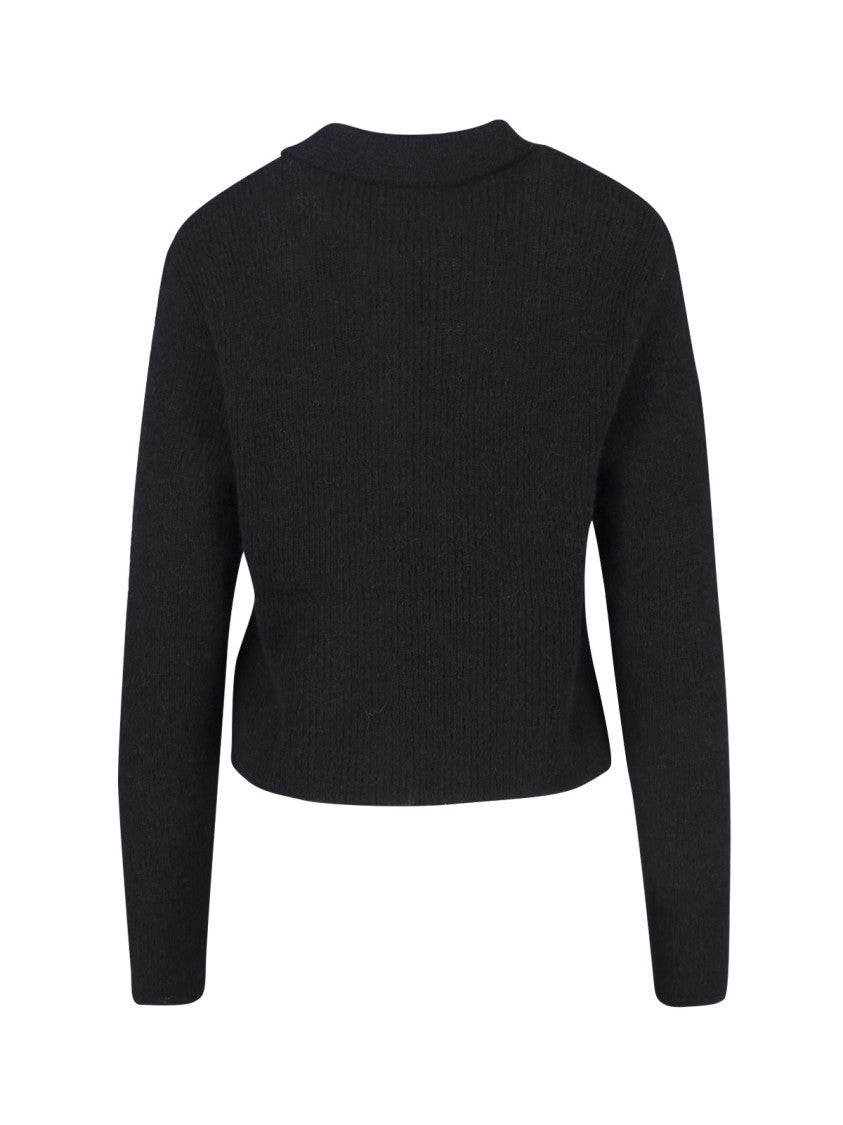 Our Legacy Cropped Ribbed Knit Cardigan With Classic Collar