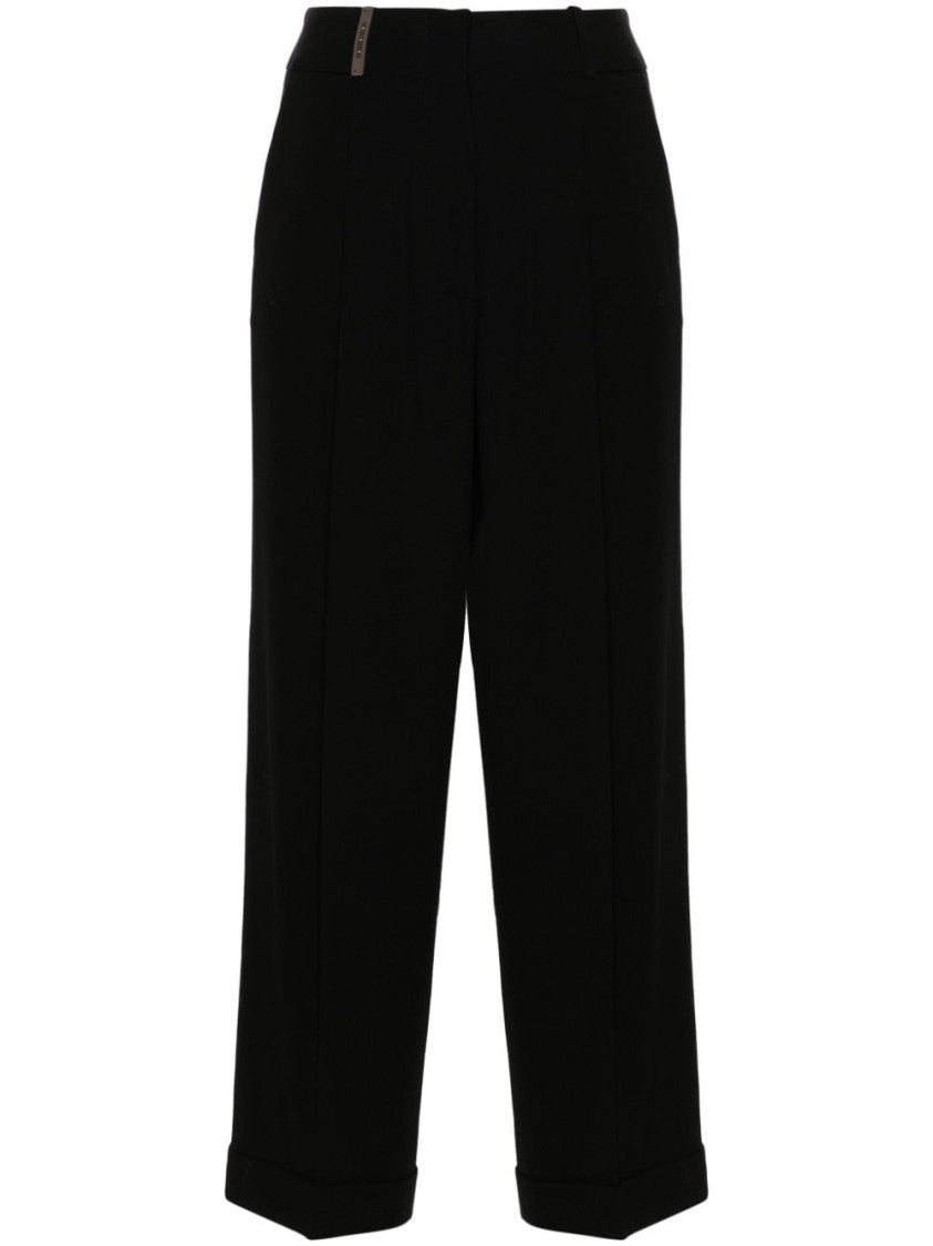 Peserico Wide-Leg Trousers With Viscose-Wool Blend And Tailored Finish