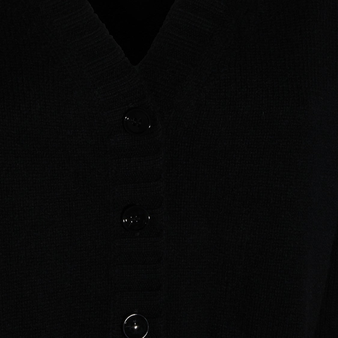 Allude Black Ribbed Hem V-Neck Knit Cardigan