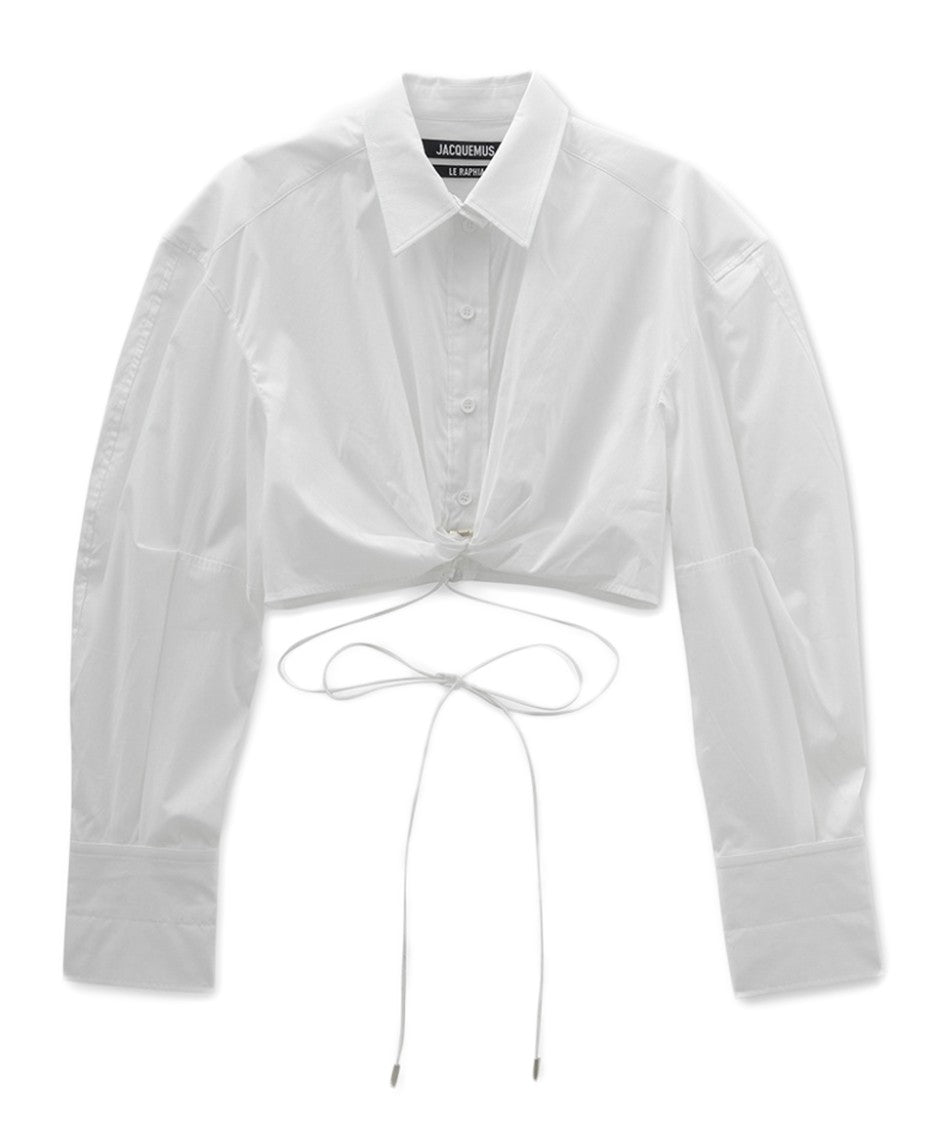 Jacquemus Cropped White Shirt With Twist Detail