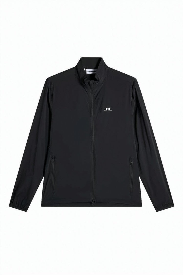 J Lindeberg Minimalist Black Jacket With Stand Collar