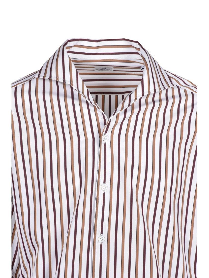 Sonrisa White/Brown Two-Tone Cotton Shirt