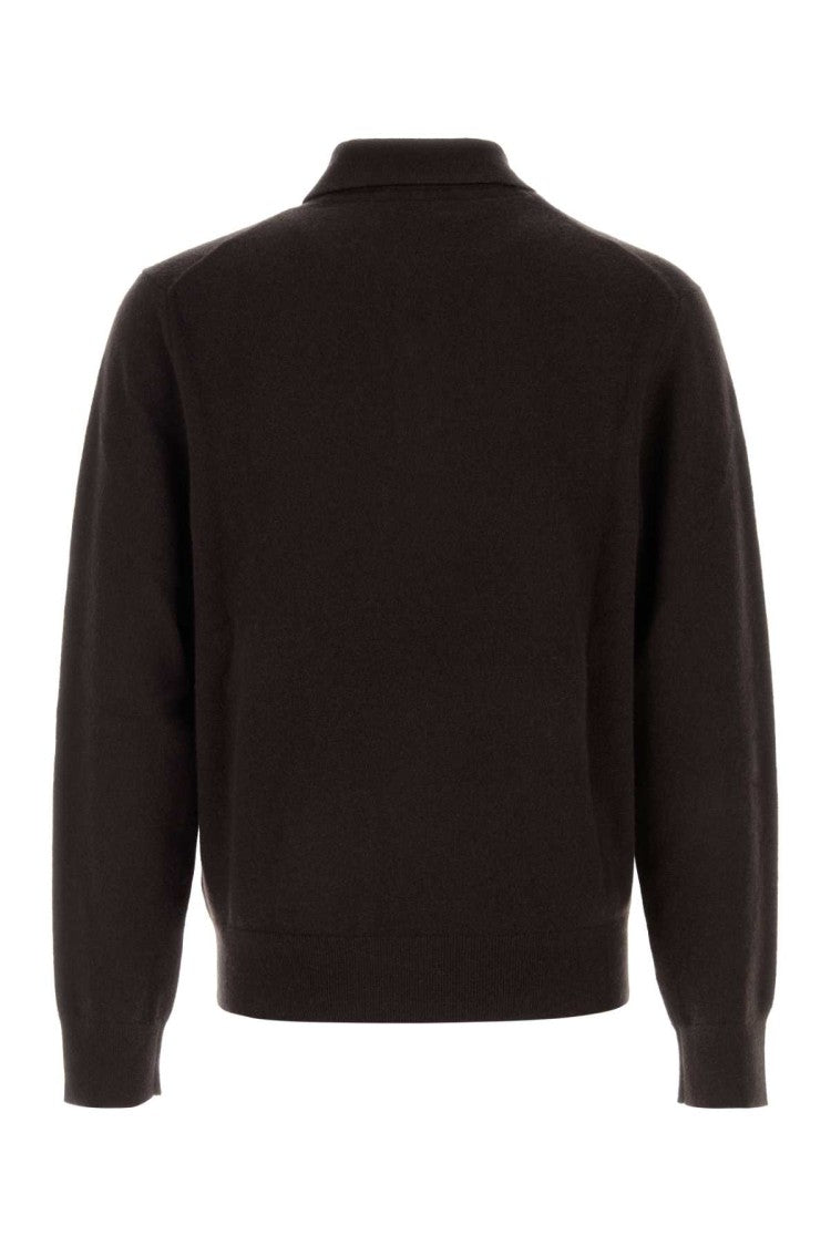 Burberry Dark Brown Stretch Cashmere Blend Polo Shirt