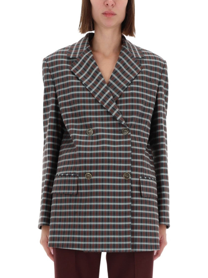 Etro Checkered Double-Breasted Blazer