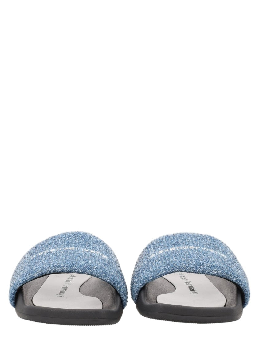 Alexander Wang Contoured Sole Denim Slide Sandals