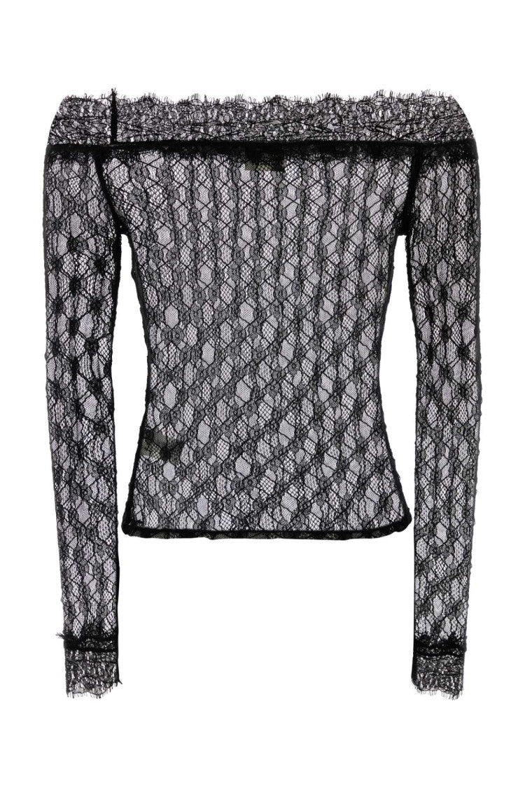 Isabel Marant Black Stretch Lace Marlene Top